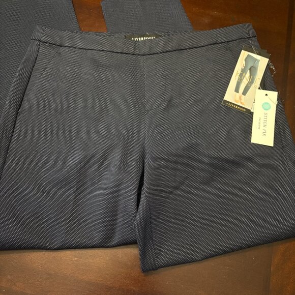 Liverpool Stitch Fix Exclusive Knit Trouser Navy Blue Polka Dot Ponte Size 10/30 - Picture 4 of 9